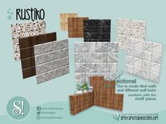 an advertisement with different types of tiles and walls in various colors, shapes and sizes