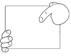 a hand holding a piece of paper and pointing it at the viewer's thumb