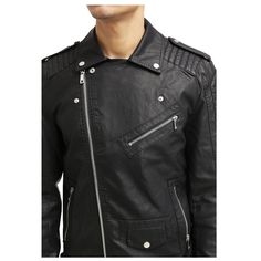 Black Motorcycle Leather jacket - Modern Black Biker Jacket With Zipper Closure, Punk Biker Jacket With Zipper Closure, Vintage Leather Jackets, Biker Fashion, Black Leather Jacket Men, Leather Jacket For Men, Black Biker Jacket, Black Leather Motorcycle Jacket, Bike Jacket