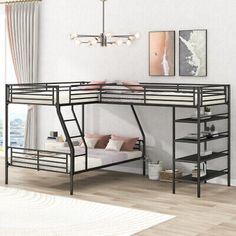 a loft bed with stairs to the top