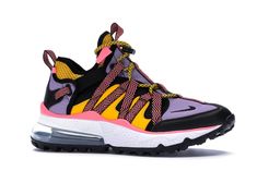 Air Max 270 Bowfin Black Atomic Violet Amarillo - AJ7200-004 Desert Shoes, Sneaker Closet, Nike Shoes Women Fashion, Sporty Shoes, Black Desert, Cute Nike Shoes, Cute Nikes, Nike Air Max 270, Air Max 270