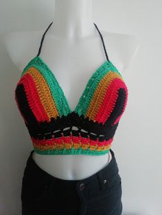 Rasta Colours red gold and green  handmade Crochet Crop Top Gift for her Crochet Bralette Gift for Girlfriend Crochet Top Festival top Rasta Crochet Top Summer Top Crop Top This pretty handmade rainbow colour crochet top is  pretty and adorable will be great for the summer, ideal  beachwear top or for night out on the town, represent Jamaica colours handmade with 100% cotton Follow this link for more crochet bralette listings https://www.etsy.com/uk/shop/Rosevershetlvt Size: 8-10 UK (Small) Green Fitted Crochet Top For Festival, Green Fitted Crochet Top, Fitted Green Crochet Top For Festival, Handmade Yarn Crochet Top For Festivals, Handmade Multicolor Crochet Top For Festival, Multicolor Hand Knitted Crochet Top For Festivals, Multicolor Fitted Crochet Top For Festival, Fitted Multicolor Crochet Top For Festival, Handmade Green Crochet Top For Festival