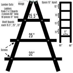 a wooden ladder is shown with measurements for the height and width of the ladders