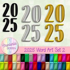 the numbers are made up of different colors and sizes for each item in this set