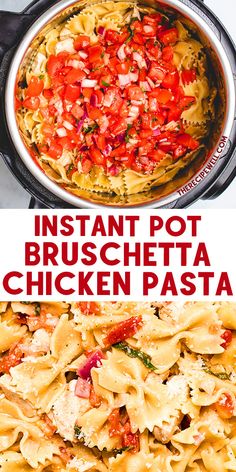 instant pot bruschetta chicken pasta in a pan