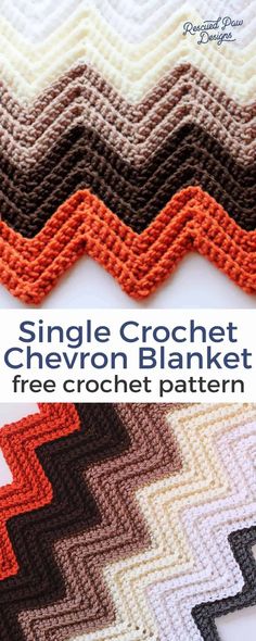 the crochet chevron blanket pattern is shown