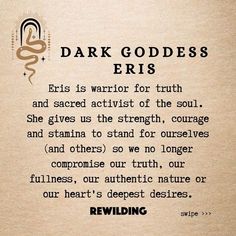 a poem written in black ink on a piece of paper with the words dark goddess iris