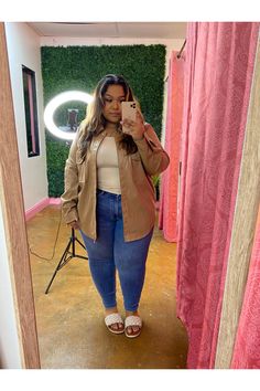 Our "Nude Blazer Curvy" is a plus size faux leather jacket with large chest pockets.This blazer is perfect to dress up any outfit and cover those insecure arms! We love this blazer!Product Details:-True to size-Michelle is wearing her true to size 2xSizing:1X: 16-182X: 20-223X: 24-26 Work Outfits Women Office Plus Size, Plus Size Bday Outfit, Warm Casual Outfits, Hot Plus Size Outfits, Size 22 Fashion For Women, Plus Size Business Casual Work Clothes, Plus Size Bar Outfit, Casual Fall Outfits Plus Size, Plus Size Bar Outfit Night