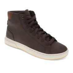 Add a bit of rugged style to your casual looks with these mens sneaker boots. Built with synthetic leather uppers and a retro-inspired, high-top design, these mens shoes were made to elevate your look without giving up your laid-back style. Plus, the extra padding in the collar and tongue, combined with an extra-cushioned footbed and shock-absorbing outsole, means youll have long-lasting comfort and support, no matter where your day leads. Lace up these old-school-inspired sneakers to polish off your favorite look - from jeans to chinos. The detailed stitching, crisp rubber outsole, and iconic Levis branding will polish off your look in a subtle and stylish way. Size: 11.  Color: Brown.  Gender: male.  Age Group: adult. Levis Branding, Mens Sneaker Boots, Shoe Warehouse, Hightop Sneakers, Tan Shoes, Rugged Style, Casual Lace, Top Design, Leather Lace