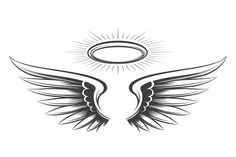 angel wings and halo tattoo design