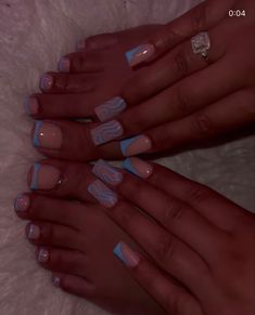 Hand And Toe Nails Matching, Nails And Toes Matching, Blue Toe Nails, Nails And Toes, Inexpensive Fashion, Acrylic Toe Nails, What What, Cute Toe Nails