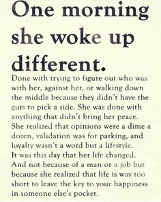 a poem written in black and white that reads, one morning she woke up different