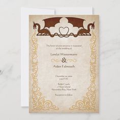 a wedding card with an ornate design