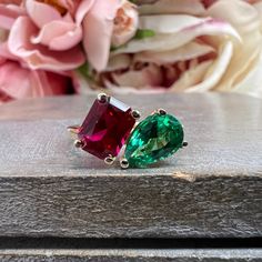 Sleek sellouts! 🤓. Order Toi Et Moi Ring Pear and Emerald Cut Engagement Ring White Gold Emerald and Ruby Toi Et Moi Promise Wedding Anniversary Ladies Rings #7397 at $565.00 #LadiesRings #WhiteGold #Wedding #AndEmeraldCut #Promise #ToiEtMoi #RingPear #EngagementRing #EmeraldAndRuby #Anniversary