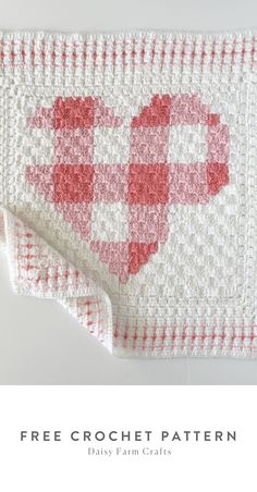 a crocheted blanket with the words free crochet pattern in red and white