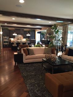 a living room filled with furniture and lots of windows