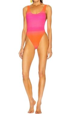 Designed to make your legs look a little longer, it has a low scooped back.Orange and pink stretch-polyesterPulls onDesigner colour: Faded PinkFeaturing a scoop back and a high cut leg.Ombré effectFits true to sizeComposition: Polyester 78%, Spandex/Elastane 22%Machine WashMade in Mauritius Pink High-cut Leg Swimwear For Beach, Pink High-cut Leg Beach Swimwear, Pink Fitted Swimwear With High-cut Leg, Pink Fitted High-cut Leg Swimwear, Fitted Pink High-cut Leg Swimwear, Summer Nylon Swimwear With High-cut Leg, Summer High-cut Leg Nylon Swimwear, Nylon High-cut Leg Swimwear For Summer, Gradient Color Beachwear Swimwear For Beach Season