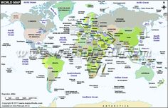 the world map with countries and major cities