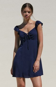 Modest Short Dress, First Day Of School Dress, Dark Blue Dress Casual, Dark Blue Sundress, Midnight Blue Dresses, Dark Red Mini Dress, Casual Blue Dress, Casual Sun Dress