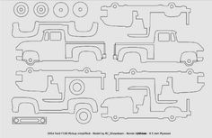 a line drawing of trucks with different shapes and sizes