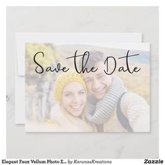 save the date card with an image of two people