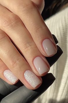 Jan 4, 2022 - This Pin was discovered by Angela Lyons. Discover (and save!) your own Pins on Pinterest Money Nails, Milky Nails, Wedding Nails Glitter, White Glitter Nails, Homecoming Nails Acrylic, Simple Gel Nails, Classic Nails, Makijaż Smokey Eye, Cute Gel Nails