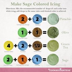 the instructions for how to make sage colored icing