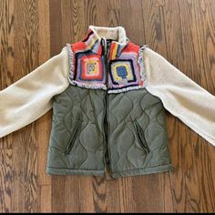 Euc Jacket With Crochet Details Quilted Multicolor Outerwear For Fall, Green Patchwork Outerwear For Fall, Multicolor Patchwork Outerwear For Cold Weather, Bomber Jackets, Crochet Details, Bomber Jacket, Jackets & Coats, Jackets For Women, Crochet