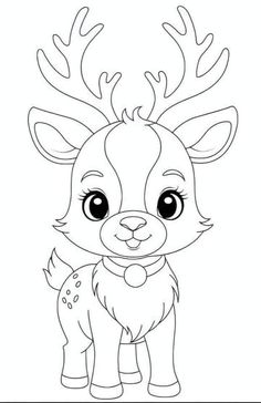 a deer with antlers on it's head is outlined in black and white