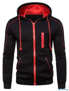 OrcaJump - Mens Grey, Red, Navy Blue & Black Cool Essential Winter Hoodie Sweatshirt Black Sports Hoodie With Pockets, Black Sports Sweatshirt With Pockets, Black Sports Hooded Jacket With Kangaroo Pocket, Red Long Sleeve Hooded Jacket For Outdoor Activities, Red Hooded Hoodie For Outdoor, Red Hoodie With Drawstring For Outdoor, Red Long Sleeve Hoodie With Pockets, Outdoor Red Hoodie With Drawstring Hood, Red Hooded Sweatshirt For Outdoor