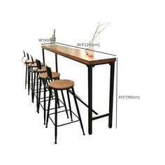 an image of a bar set with four stools and a table top that has flowers on it