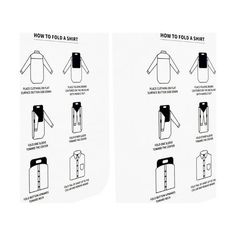 instructions for how to fold a shirt in four easy steps with pictures on the front and back