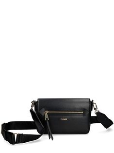 black faux leather logo lettering gold-tone hardware foldover top with magnetic fastening adjustable detachable shoulder strap front zip-fastening pocket rear patch pocket main compartment Crossbody Bag Black, City Dress, Chanel 2, Iconic Bags, Demi Fine Jewelry, Summer Beach Wear, Leather Logo, Flat Boots, Pump Sandals