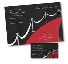 a black and red wedding card with white ribbon