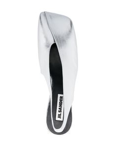 Jil Sander 75mm square-toe Leather Pumps - Farfetch Jil Sander Shoes, Silver Pumps, Girly Shoes, Jil Sander, Leather Pumps, Sanders, Calf Leather, High Heel, Designer Shoes