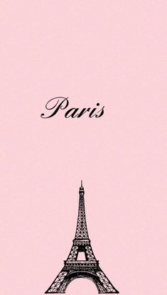 the eiffel tower is shown in black and pink, against a light pink background