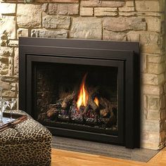 Kingsman - Universal Surround in Black for IDV26 Series Fireplace Inserts Vented Gas Fireplace Insert, Fireplace Modern, Home Heating Systems, Direct Vent Fireplace, Gas Insert, Direct Vent Gas Fireplace, Gas Fireplace Insert, Brick Decor, Oak Logs