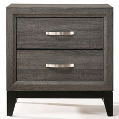 the two drawers are made from wood and have metal pulls on each drawer, which is also