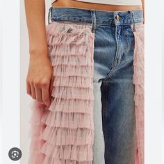 New With Tags Denim Fringe, Tulle Ruffles, Big Ideas, Free People Jeans, Ruffles, Free People, Color Blue, Women Jeans, Tags