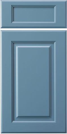 two blue cabinets with one door open and the other closed, both in different colors