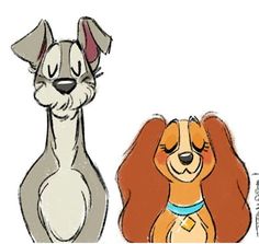 two cartoon dogs sitting next to each other