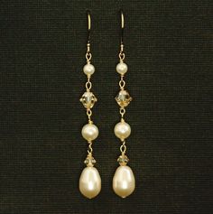 Long Pearl Earrings Gold Pearl Crystal Earrings For Wedding, Elegant Champagne Dangle Earrings, Elegant Champagne Dangle Jewelry, Gold Crystal Ear Wire Earrings For Wedding, Gold Long Drop Chandelier Earrings For Wedding, Gold Long Drop Bridal Earrings For Wedding, Champagne Dangle Earrings For Wedding, Champagne Drop Earrings For Wedding, Champagne Dangle Jewelry For Wedding