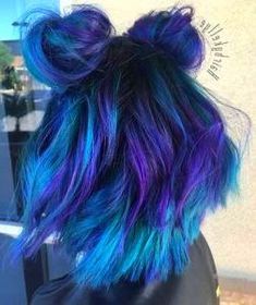 Peacock Hair Color, Blue And Purple Hair, Peacock Hair, Pulp Riot Hair Color, Rainbow Hair Color, Pulp Riot Hair, Cute Hair Colors, Fesyen Rambut, Pulp Riot