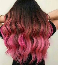 Light Brown To Pink Ombre Hair, Pink Dip Dye Hair Brown, Pink Tipped Hair, Pink Tips Hair Brunette, Brown Pink Ombre Hair, Pink Hair With Brown Roots, Brown Hair With Pink Tips, Brown To Pink Ombre Hair