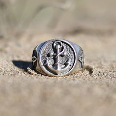 Anchor ring with Celtic triquette on the side Eye-catching ring in the purest sailor style with anchor on the front and beautiful Celtic triquette on the sides. All our rings are made of 925 silver. Pirate Rings, Pirate Ring, Anchor Ring, Male Ring, Navy Jewelry, Anchor Rings, Fish Jewelry, Sailor Style, Side Eye