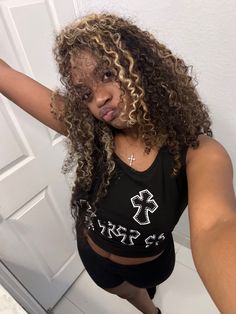 Dyed Hair For Dark Skin Black Women, Creme Of Nature Hair Dye, Blonde Highlights On Black Hair, Highlights Curly, 3c Hair, Curly Hair Photos