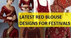 Gold Blouse Designs, Red Blouse Design