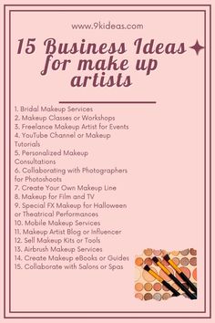 Ready to take your makeup skills to the next level? From bridal makeup to starting your own YouTube channel, here are creative ways to turn your passion into profit! Youtube Channel Ideas Makeup, Makeup Artist Notes, Marketing Ideas For Makeup Artist, Makeup Menu Price List, Makeup Artist Promotion Ideas, Caption For Makeup Artist