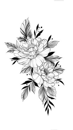 a black and white flower tattoo design