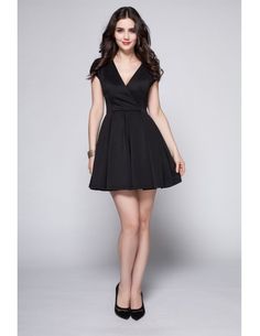 Fitted A-line V-neck Dress For Date Night, Black V-neck Midi Dress For Party, Black V-neck Evening Dress For Night Out, Black Fitted V-neck Dress For Formal Occasions, Fitted Black V-neck Cocktail Dress, Black V-neck Evening Dress For Party Season, Fitted Black A-line V-neck Dress, Black Fitted A-line V-neck Dress, Black V-neck Dress For Summer Formal Occasions